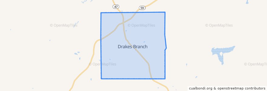 Mapa de ubicacion de Drakes Branch.