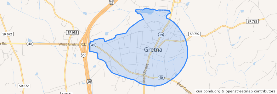 Mapa de ubicacion de Gretna.