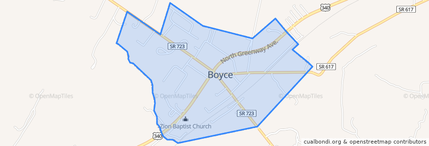 Mapa de ubicacion de Boyce.