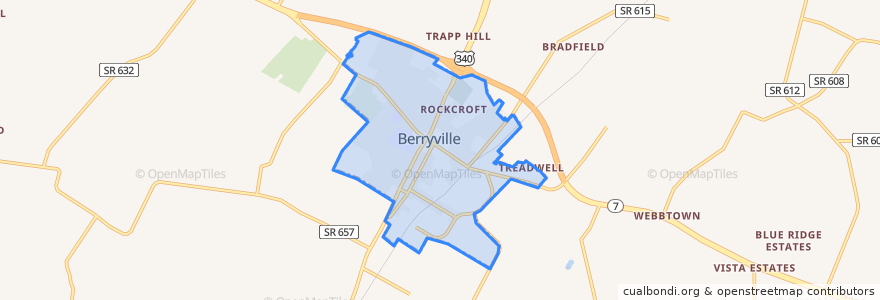 Mapa de ubicacion de Berryville.