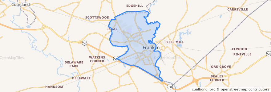 Mapa de ubicacion de Franklin.