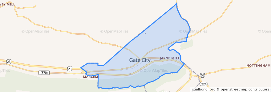 Mapa de ubicacion de Gate City.