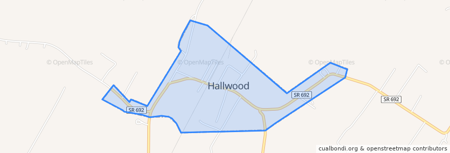 Mapa de ubicacion de Hallwood.