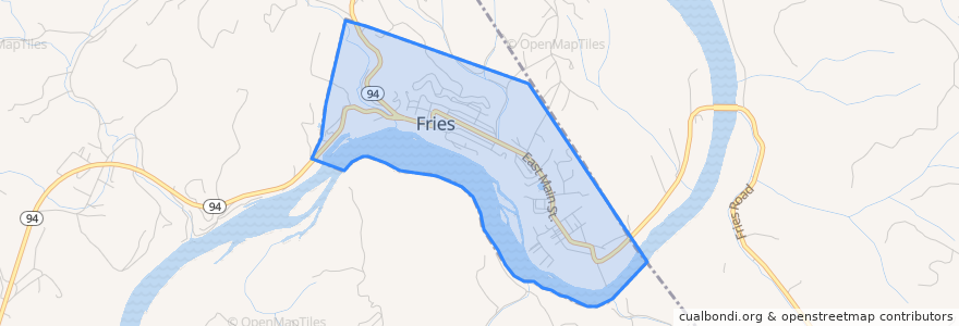 Mapa de ubicacion de Fries.