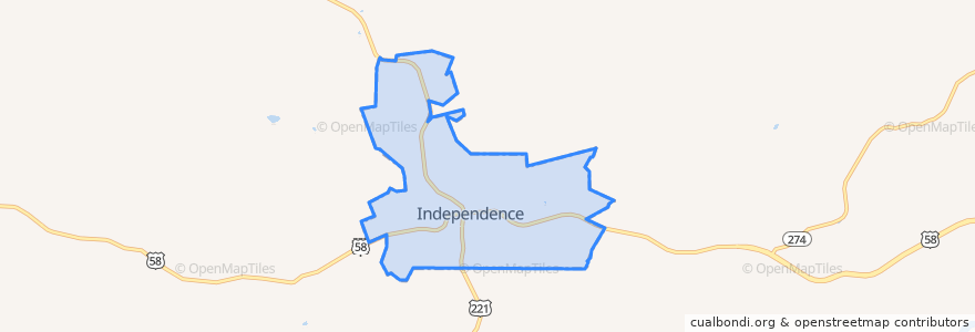Mapa de ubicacion de Independence.
