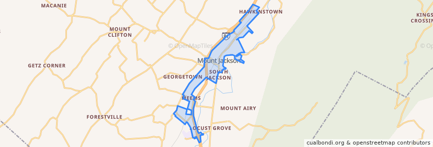Mapa de ubicacion de Mount Jackson.