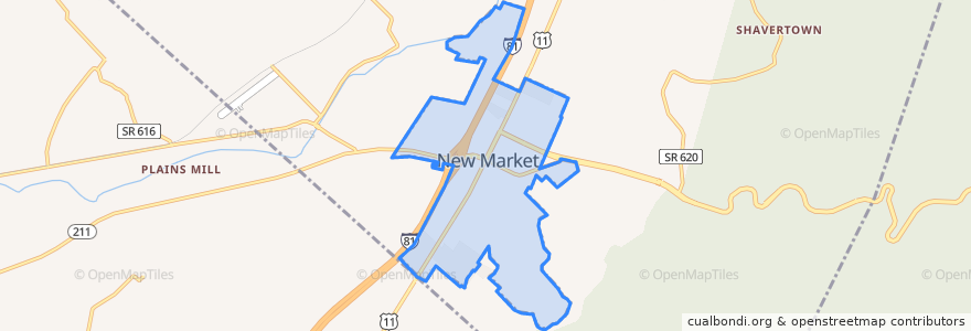Mapa de ubicacion de New Market.