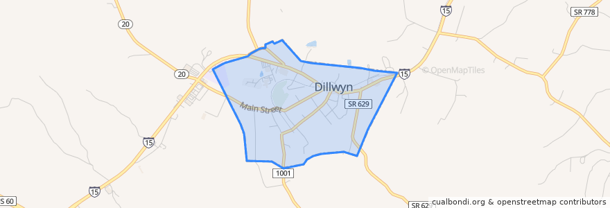 Mapa de ubicacion de Dillwyn.