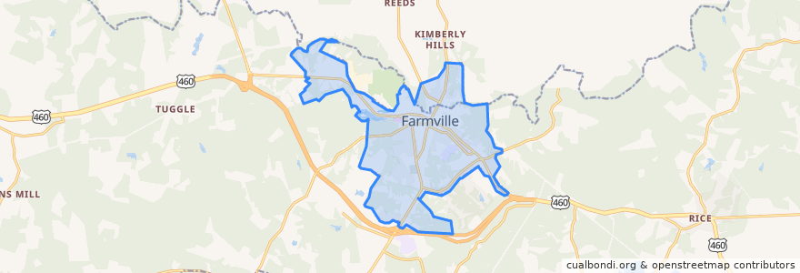 Mapa de ubicacion de Farmville.