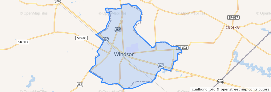 Mapa de ubicacion de Windsor.