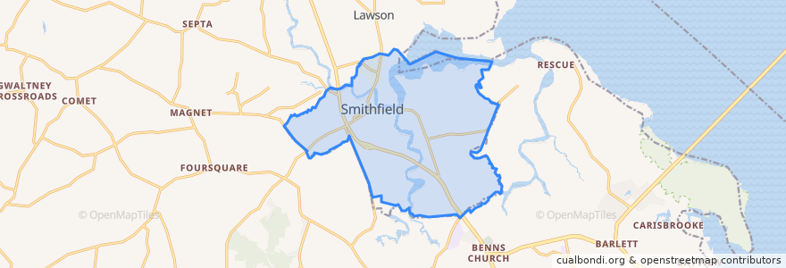 Mapa de ubicacion de Smithfield.