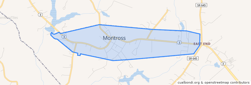 Mapa de ubicacion de Montross.