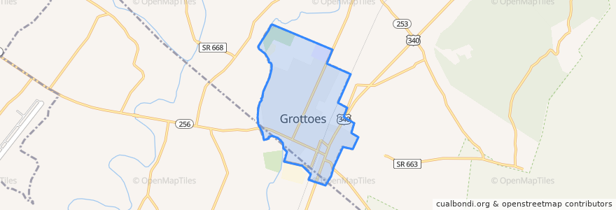 Mapa de ubicacion de Grottoes.