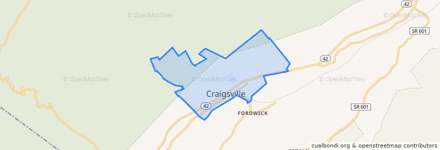 Mapa de ubicacion de Craigsville.