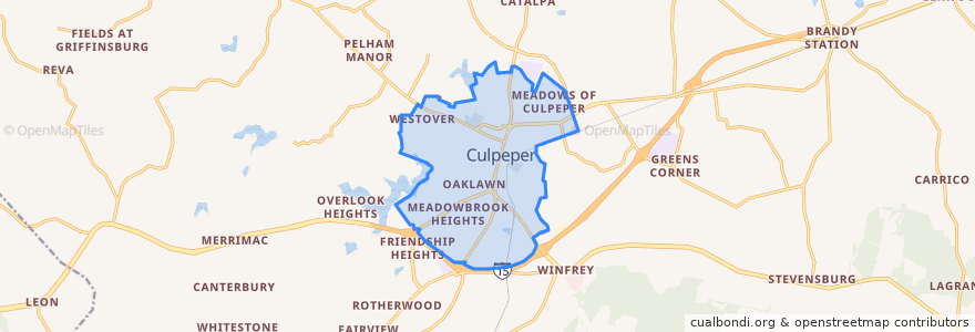 Mapa de ubicacion de Culpeper.