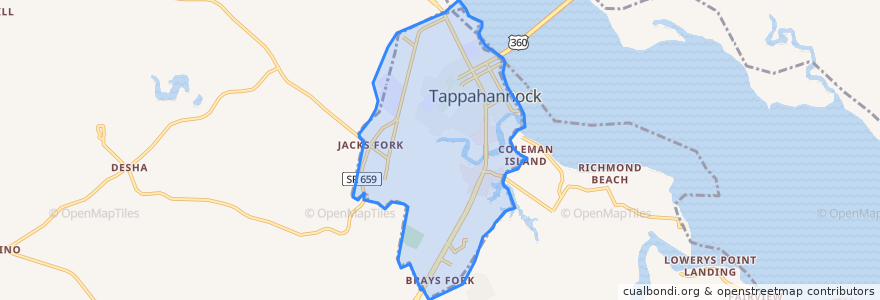 Mapa de ubicacion de Tappahannock.