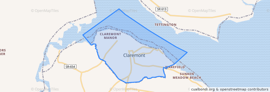 Mapa de ubicacion de Claremont.