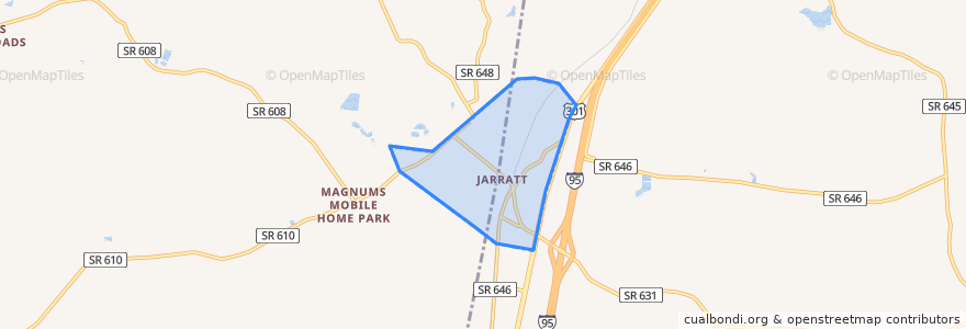 Mapa de ubicacion de Jarratt.