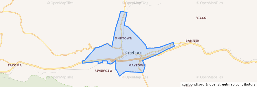 Mapa de ubicacion de Coeburn.