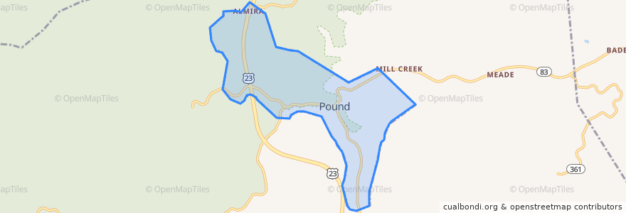 Mapa de ubicacion de Pound.