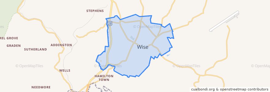 Mapa de ubicacion de Wise.