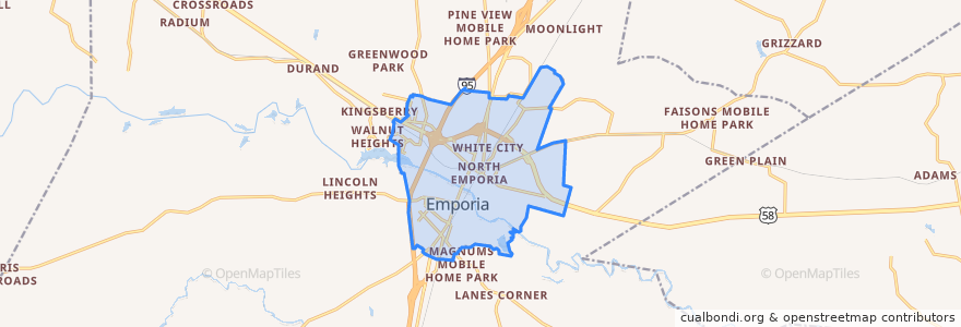 Mapa de ubicacion de Emporia.