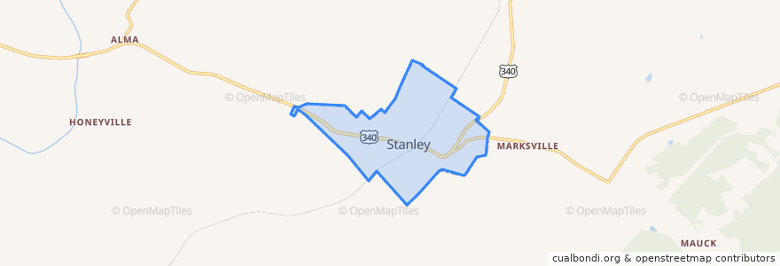 Mapa de ubicacion de Stanley.