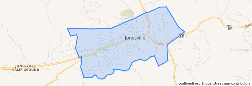 Mapa de ubicacion de Jonesville.