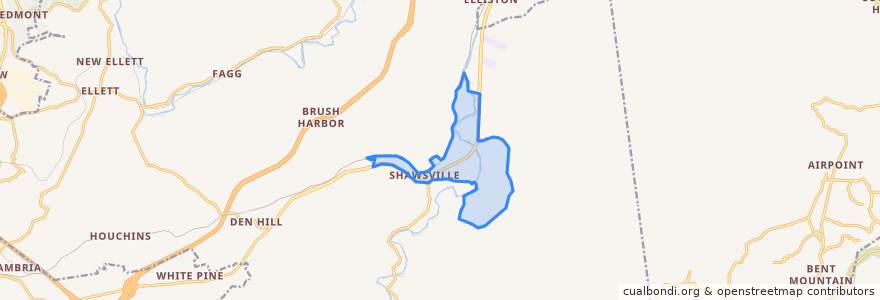 Mapa de ubicacion de Shawsville.