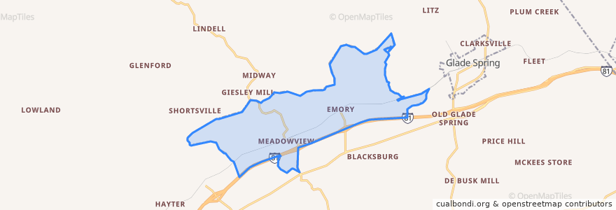 Mapa de ubicacion de Emory-Meadow View.