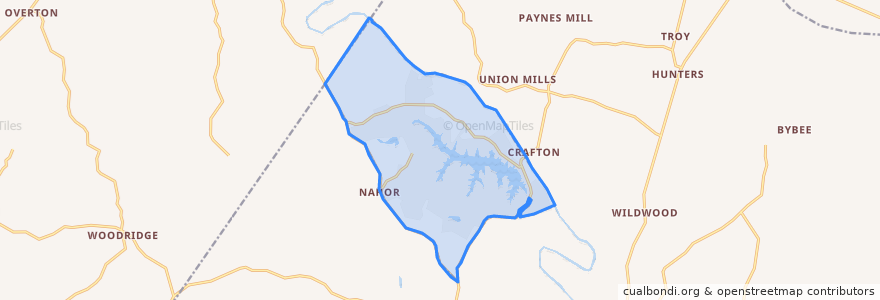 Mapa de ubicacion de Lake Monticello.