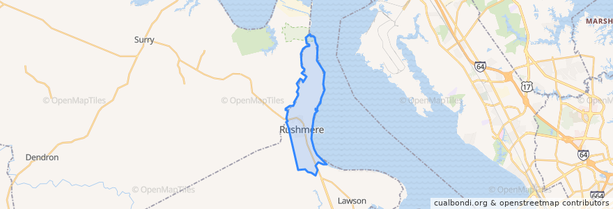 Mapa de ubicacion de Rushmere.
