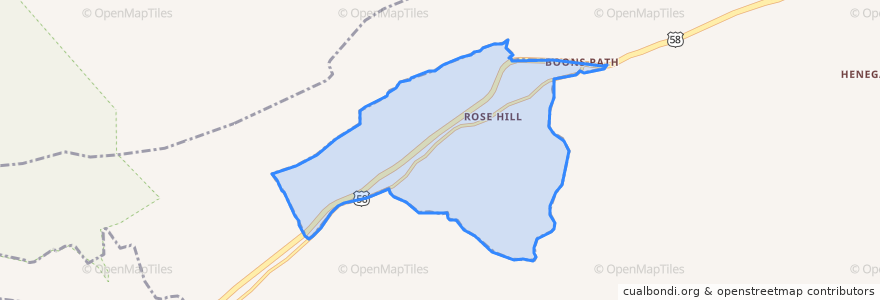 Mapa de ubicacion de Rose Hill.