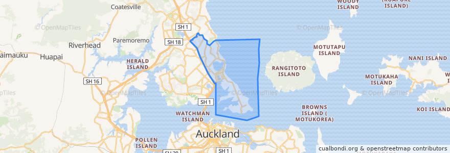 Mapa de ubicacion de Devonport-Takapuna.