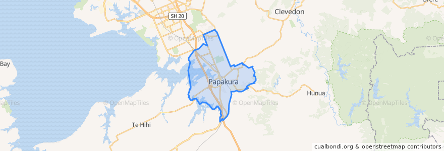 Mapa de ubicacion de Papakura.