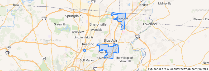 Mapa de ubicacion de Sycamore Township.