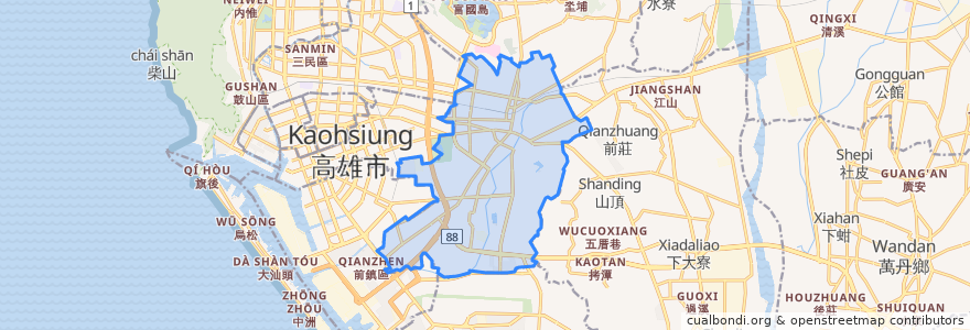 Mapa de ubicacion de 鳳山区.