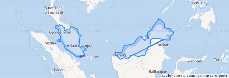 Mapa de ubicacion de Malaisie.