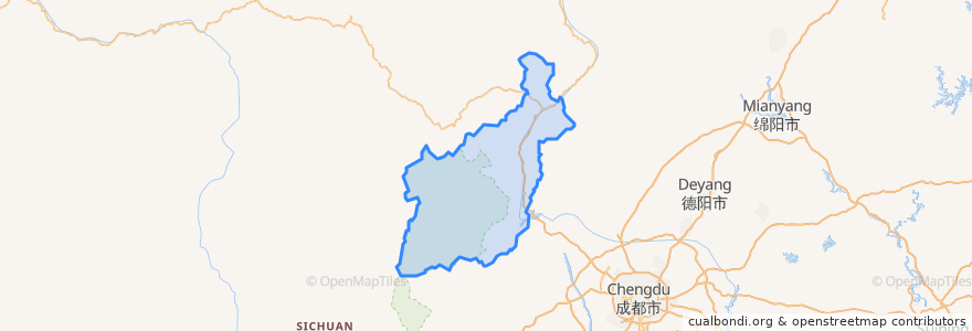 Mapa de ubicacion de 汶川县 ཝུན་ཁྲོན་རྫོང།.