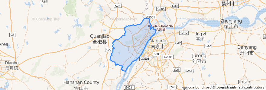 Mapa de ubicacion de 浦口区.