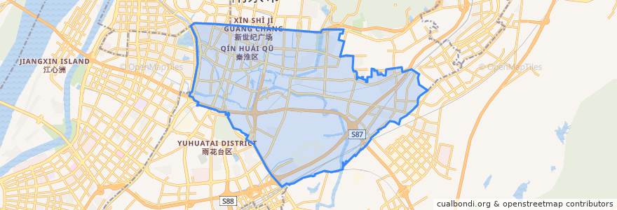 Mapa de ubicacion de 秦淮区.