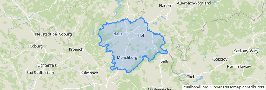 Mapa de ubicacion de Landkreis Hof.