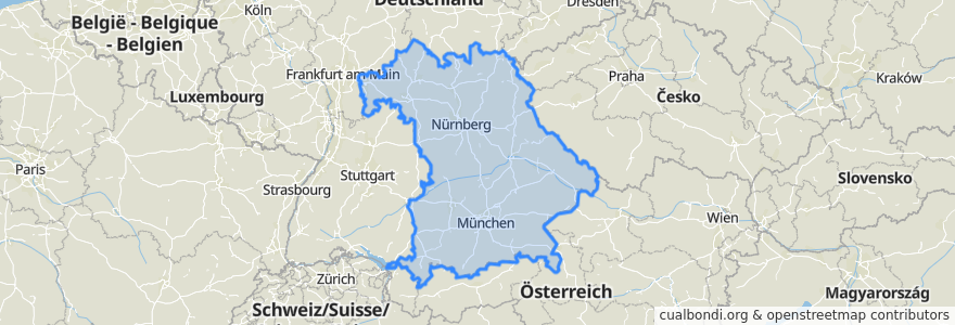 Mapa de ubicacion de Bavaria.