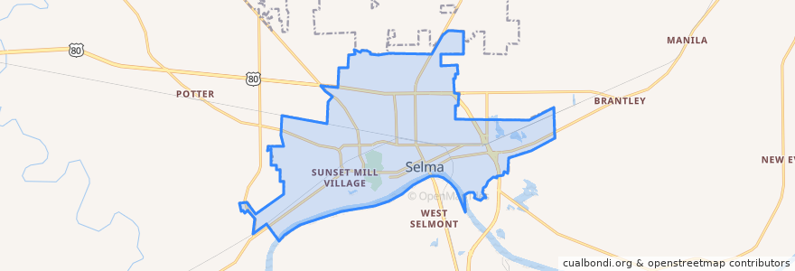 Mapa de ubicacion de Selma.