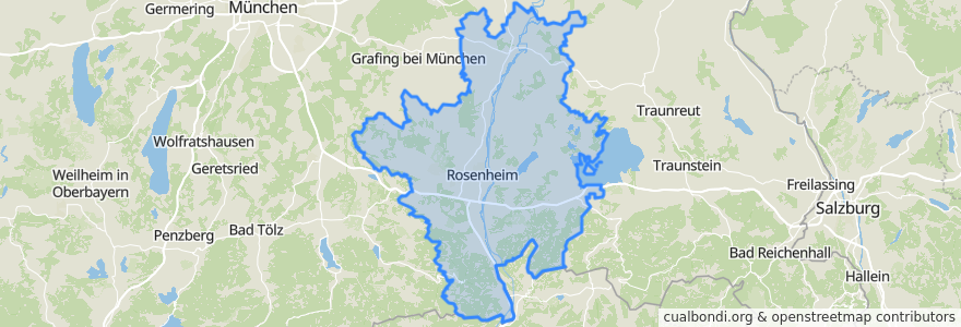 Mapa de ubicacion de Landkreis Rosenheim.