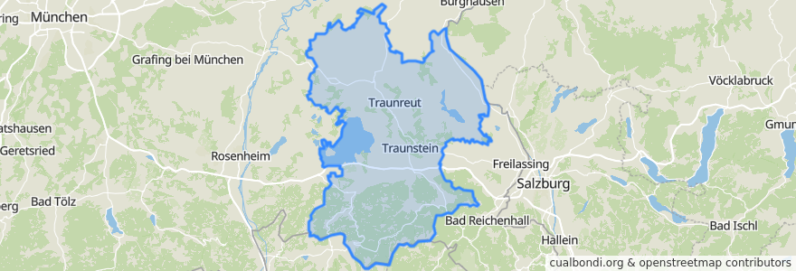 Mapa de ubicacion de Landkreis Traunstein.