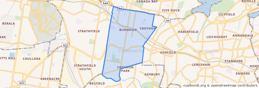 Mapa de ubicacion de Burwood Council.