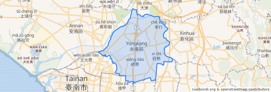 Mapa de ubicacion de 永康區.