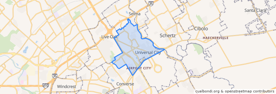 Mapa de ubicacion de Universal City.