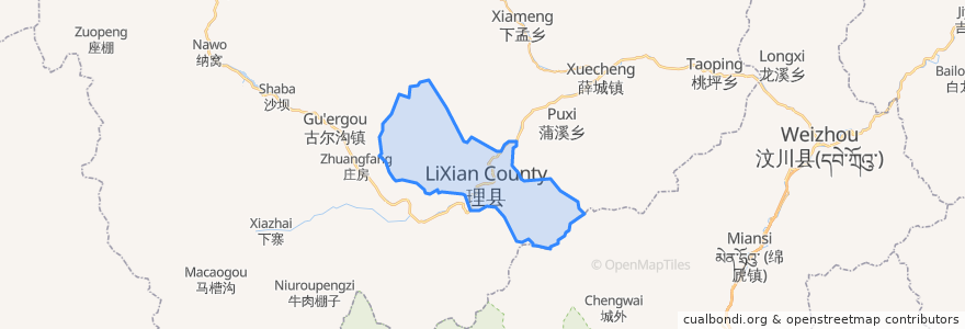 Mapa de ubicacion de 杂谷脑镇.